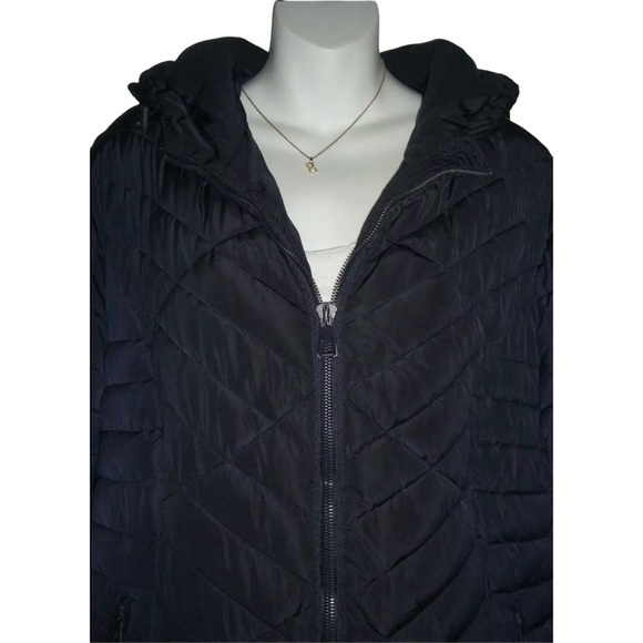 Elora Coat Puffer Long Full Length Warm Ski Winter Vacation Navy Blue Heavy Hood - Picture 10 of 16